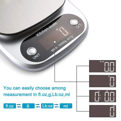 Digital Kitchen Scale, 1 g Precision Food Scale with Tare, Backlit LCD and 4 Units, 5 kg or 10 kg Capacity - product view 4