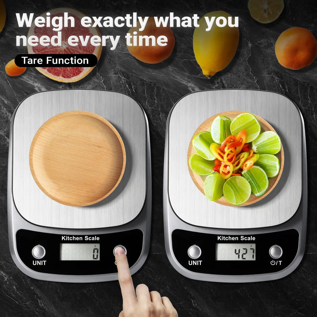 Digital Kitchen Scale, 1 g Precision Food Scale with Tare, Backlit LCD and 4 Units, 5 kg or 10 kg Capacity - product view 6