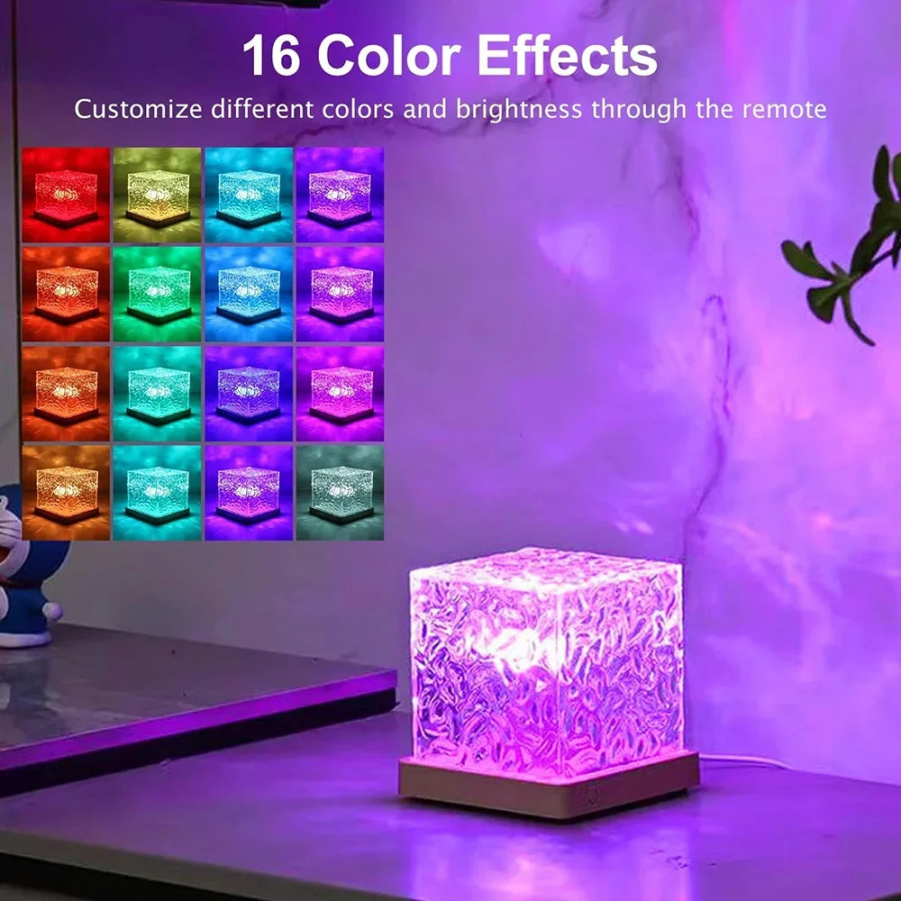 Rechargeable RGB Table Lamp, Ocean Wave Water Ripple Projection, 16 Colors, Remote Control, USB 5V Night Light - product view 3