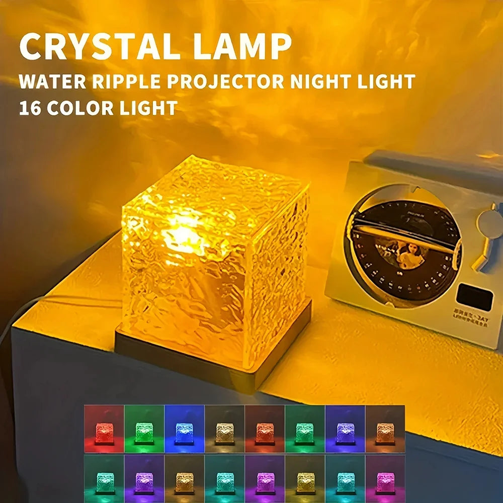 Rechargeable RGB Table Lamp, Ocean Wave Water Ripple Projection, 16 Colors, Remote Control, USB 5V Night Light - product view 4
