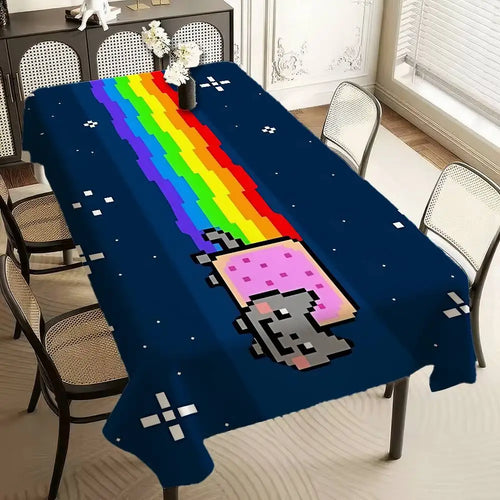 Printed Rectangular Tablecloth, Waterproof and Oilproof Mantel Decor with Easy-Fold Surface for Home, Hotel and Party Tables - product view 1