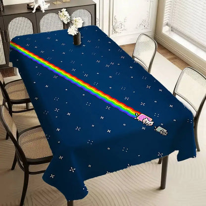 Printed Rectangular Tablecloth, Waterproof and Oilproof Mantel Decor with Easy-Fold Surface for Home, Hotel and Party Tables - product view 3