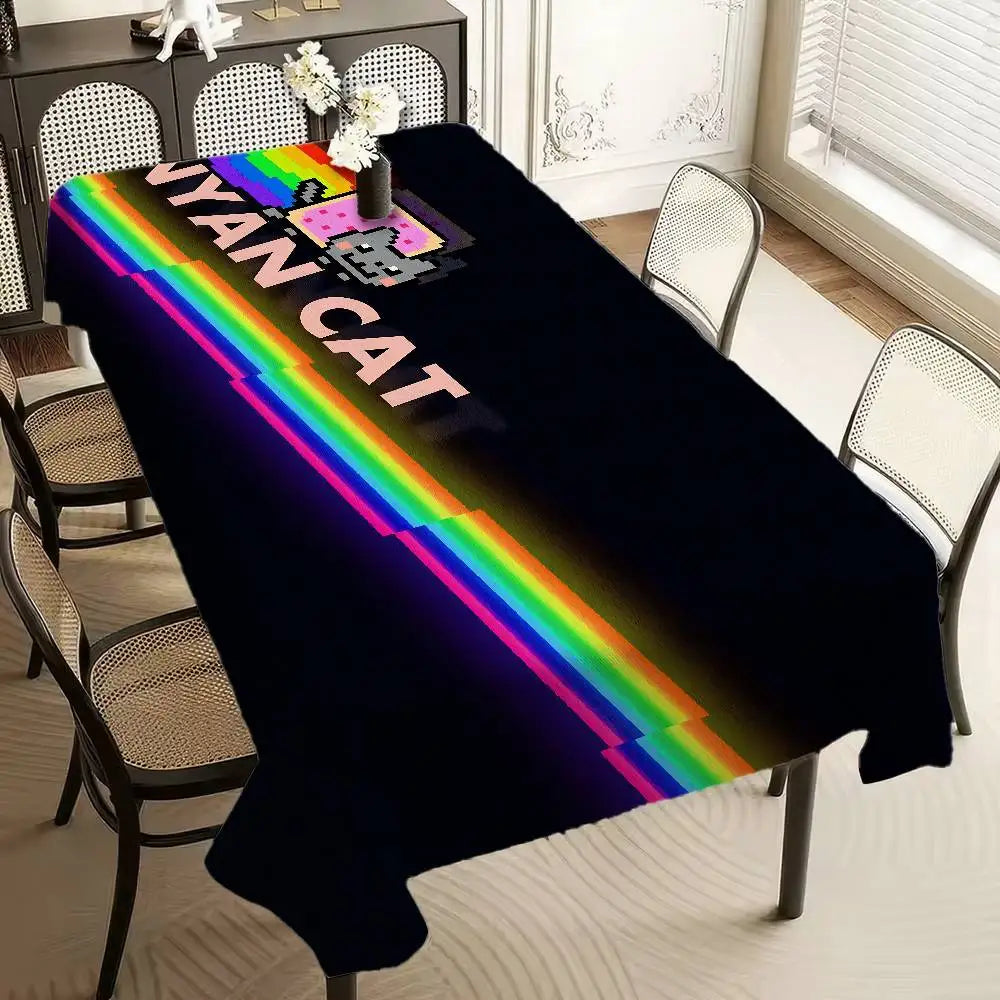 Printed Rectangular Tablecloth, Waterproof and Oilproof Mantel Decor with Easy-Fold Surface for Home, Hotel and Party Tables - product view 6