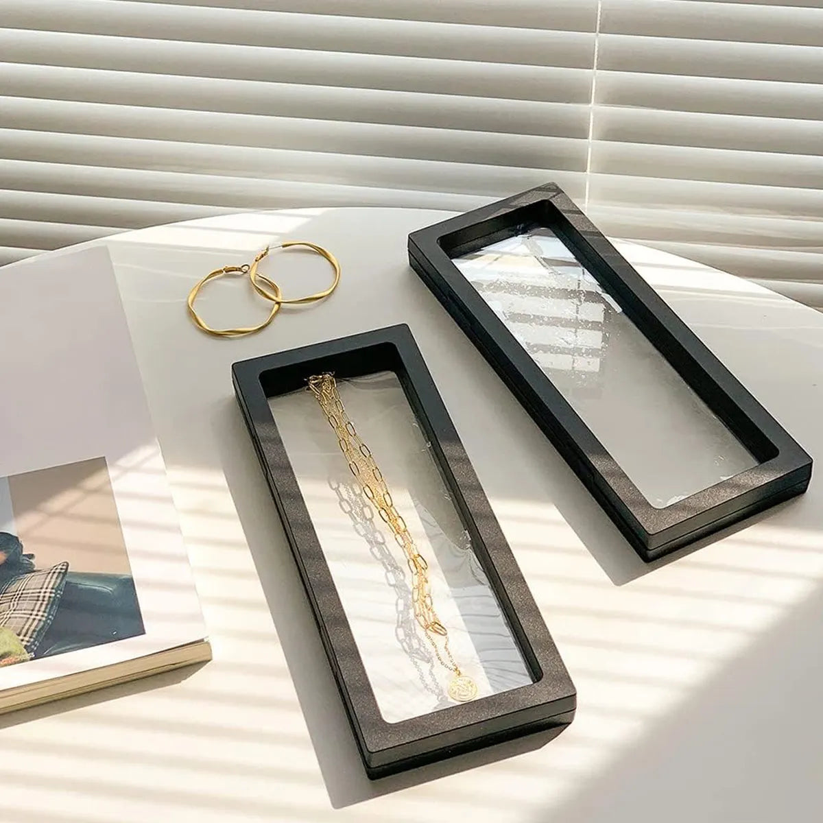 Transparent Jewelry Display Box Set, 10-Piece Floating Rectangle Storage Cases in 18x7cm or 23x9cm - product view 4