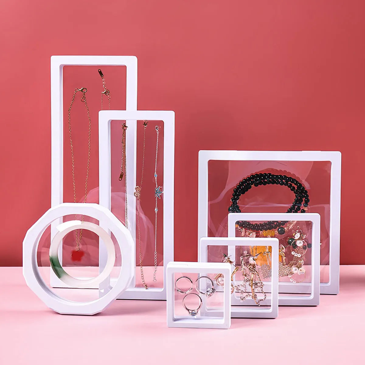 Transparent Jewelry Display Box Set, 10-Piece Floating Rectangle Storage Cases in 18x7cm or 23x9cm - product view 5