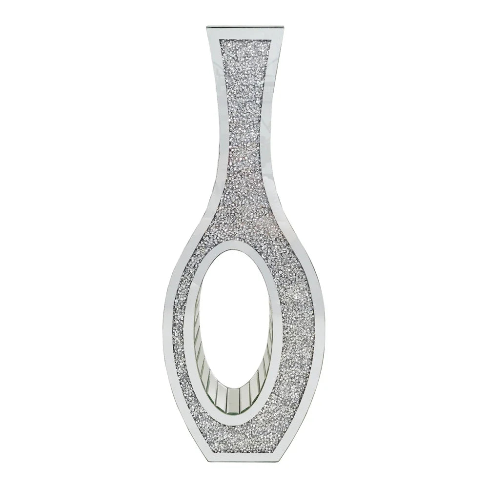 Silver Crushed Diamond Floor Vase, Tall Modern Decorative Accent for Living Room, Bedroom, Dining Room and Corners - product view 1
