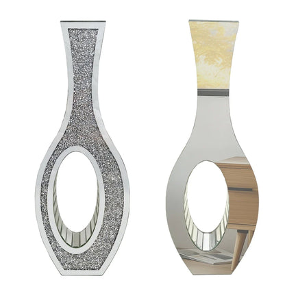 Silver Crushed Diamond Floor Vase, Tall Modern Decorative Accent for Living Room, Bedroom, Dining Room and Corners - product view 4