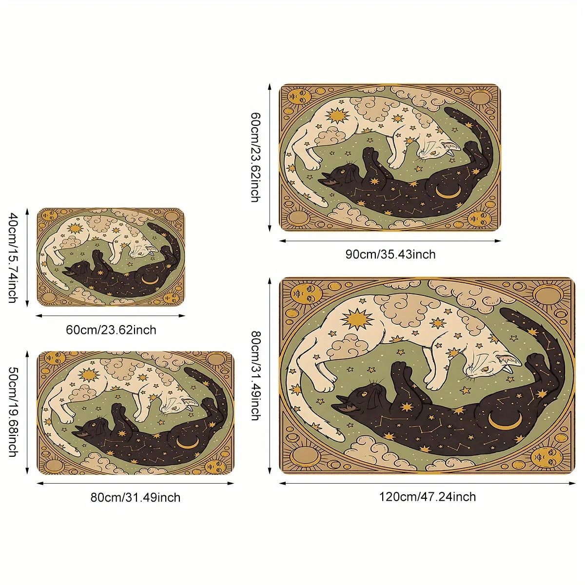Outdoor Doormat, Yin Yang Cat Print, Fade-Resistant 100% Polyester Mat, Machine Made, Four Sizes - product view 1