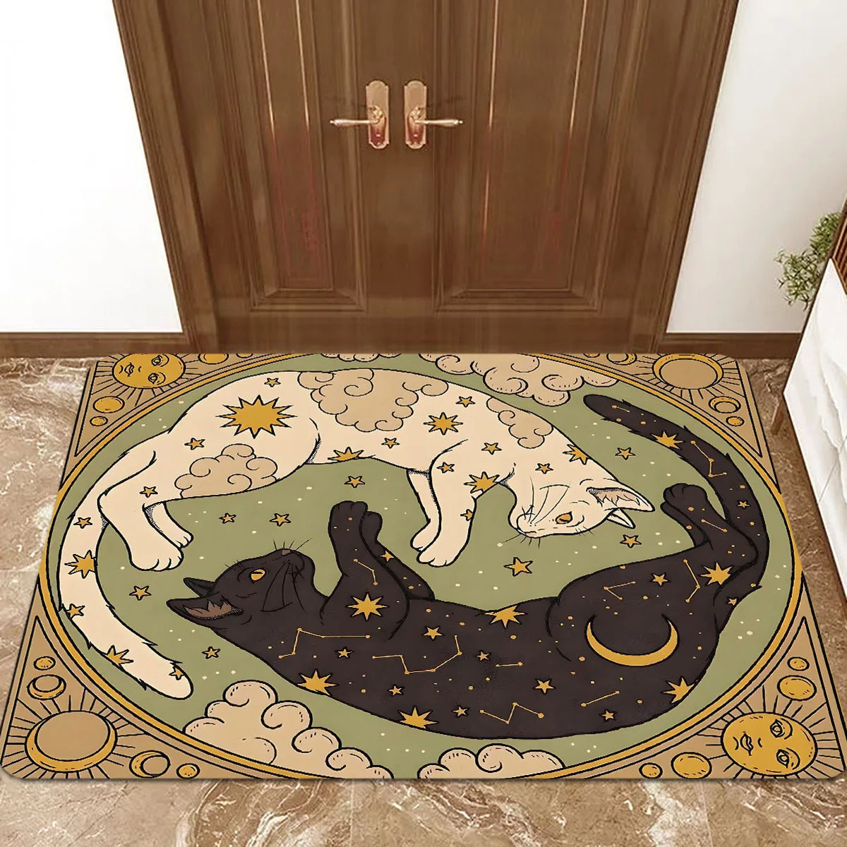 Outdoor Doormat, Yin Yang Cat Print, Fade-Resistant 100% Polyester Mat, Machine Made, Four Sizes - product view 2