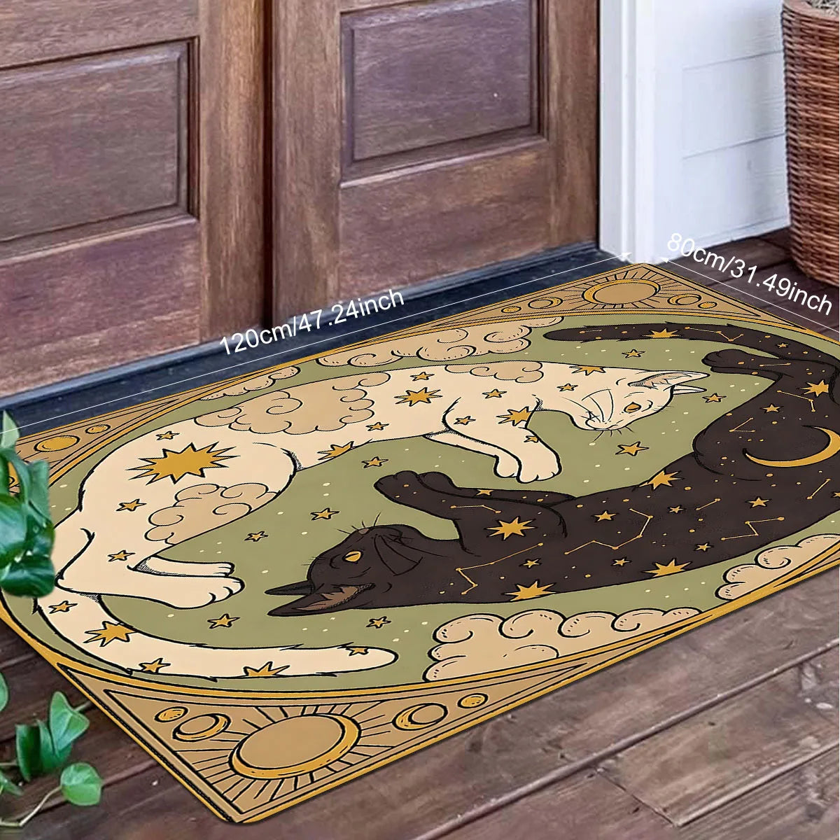 Outdoor Doormat, Yin Yang Cat Print, Fade-Resistant 100% Polyester Mat, Machine Made, Four Sizes - product view 3