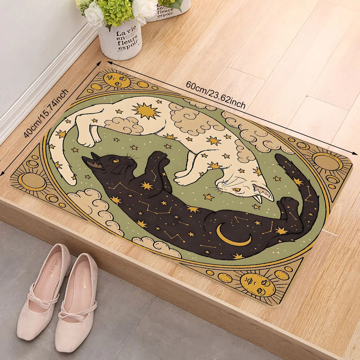 Outdoor Doormat, Yin Yang Cat Print, Fade-Resistant 100% Polyester Mat, Machine Made, Four Sizes - product view 4