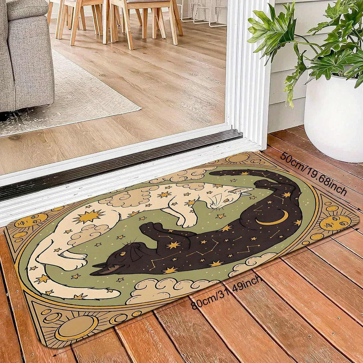 Outdoor Doormat, Yin Yang Cat Print, Fade-Resistant 100% Polyester Mat, Machine Made, Four Sizes - product view 6
