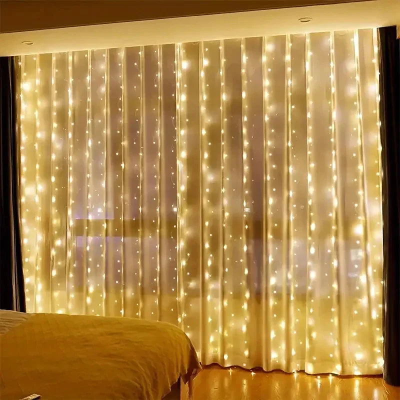 Waterproof Curtain String Lights, USB 5V Fairy LED Garland with Remote Control, 8 Modes and 100-600 LEDs for Indoor Decor - product view 1