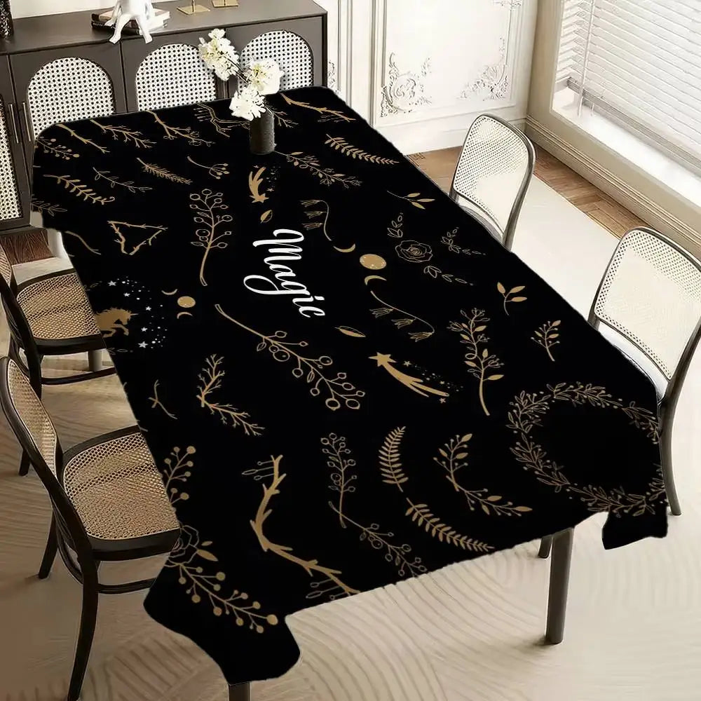 Printed Waterproof Tablecloth, Oilproof Polyester Rectangle Mantel Decor Cover for Dining Tables, Parties and Banquets - product view 4