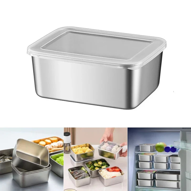 Stackable Food Storage Container, 316 Stainless Steel Fresh-Keeping Box with Leak-Proof Airtight Lid for Camping - product view 2