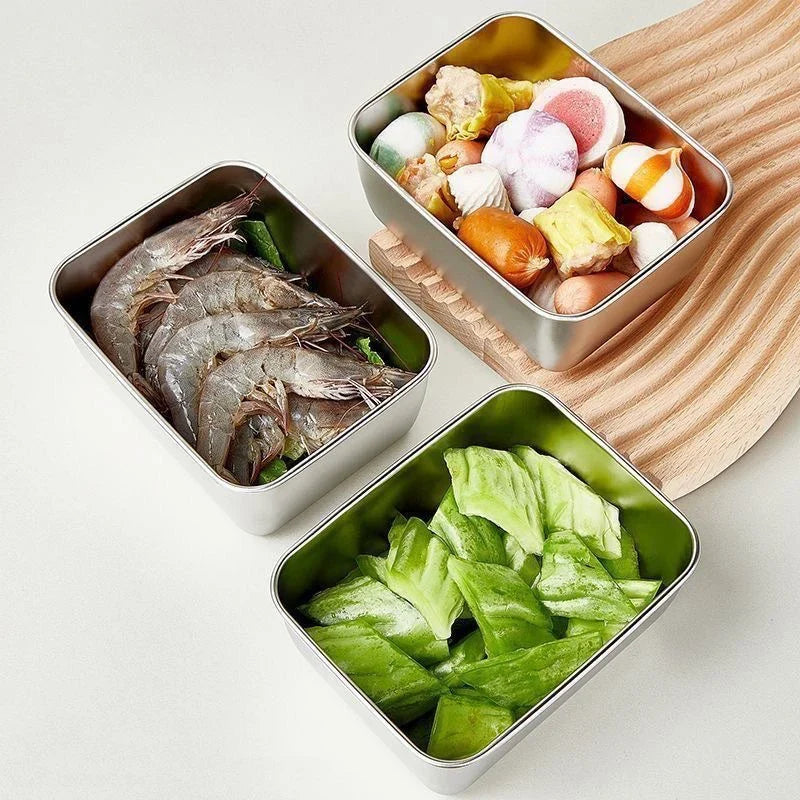 Stackable Food Storage Container, 316 Stainless Steel Fresh-Keeping Box with Leak-Proof Airtight Lid for Camping - product view 4