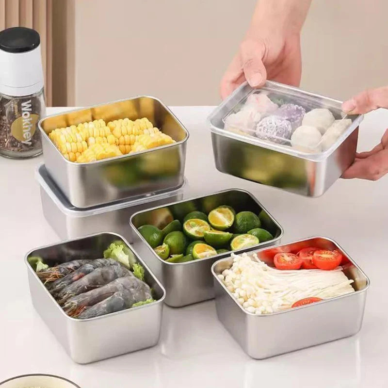 Stackable Food Storage Container, 316 Stainless Steel Fresh-Keeping Box with Leak-Proof Airtight Lid for Camping - product view 6