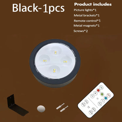Battery Operated Picture Light, Remote Dimming, 3 Light Modes, 10–100% Brightness, Timer, Black 1–6 Pack - product view 1