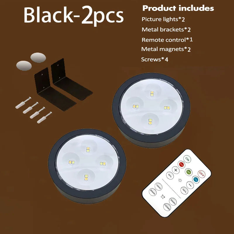 Battery Operated Picture Light, Remote Dimming, 3 Light Modes, 10–100% Brightness, Timer, Black 1–6 Pack - product view 3