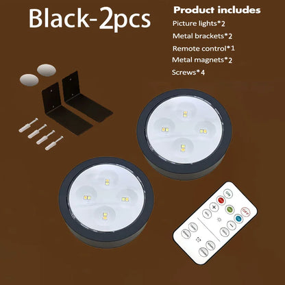 Battery Operated Picture Light, Remote Dimming, 3 Light Modes, 10–100% Brightness, Timer, Black 1–6 Pack - product view 3