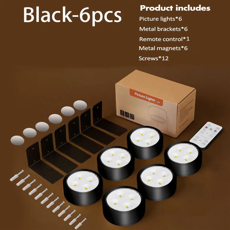 Battery Operated Picture Light, Remote Dimming, 3 Light Modes, 10–100% Brightness, Timer, Black 1–6 Pack - product view 4