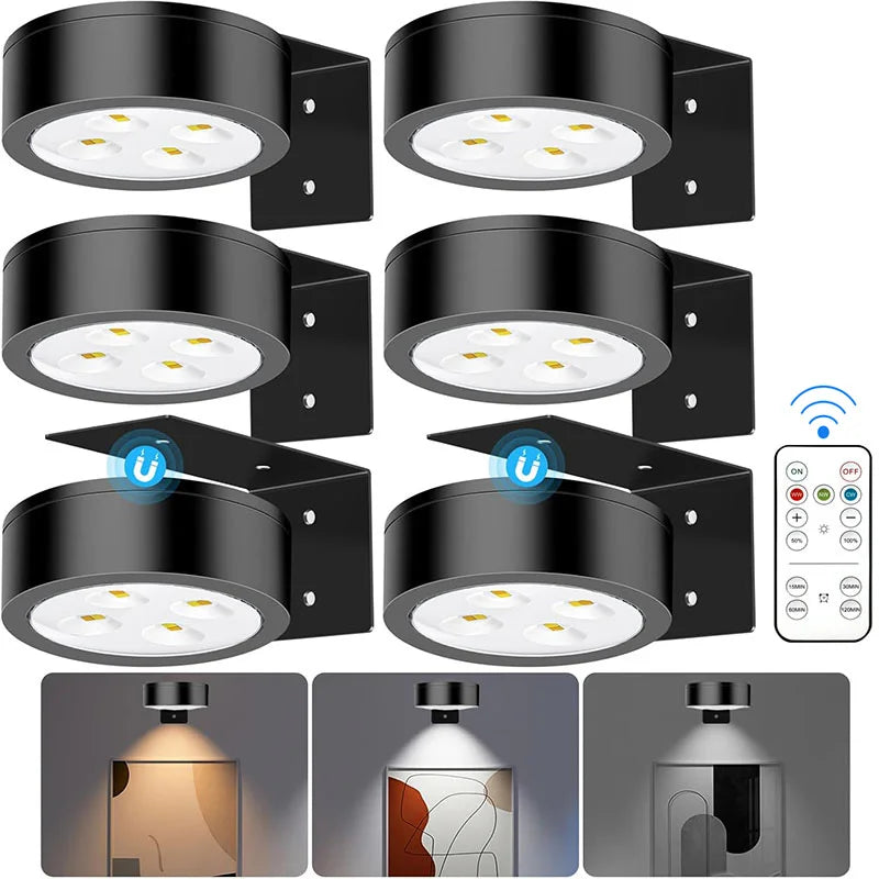 Battery Operated Picture Light, Remote Dimming, 3 Light Modes, 10–100% Brightness, Timer, Black 1–6 Pack - product view 5