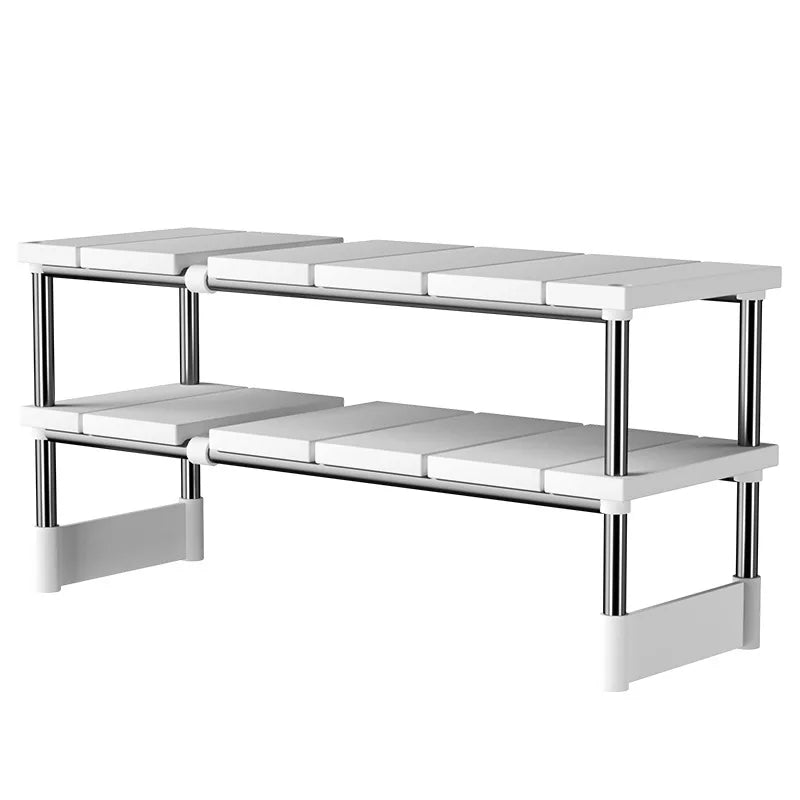 Adjustable Under Sink Organizer Rack, Expandable Plastic Storage Holder with 1-Layer or 2-Layer Option for Kitchen - product view 2
