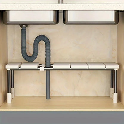 Adjustable Under Sink Organizer Rack, Expandable Plastic Storage Holder with 1-Layer or 2-Layer Option for Kitchen - product view 5