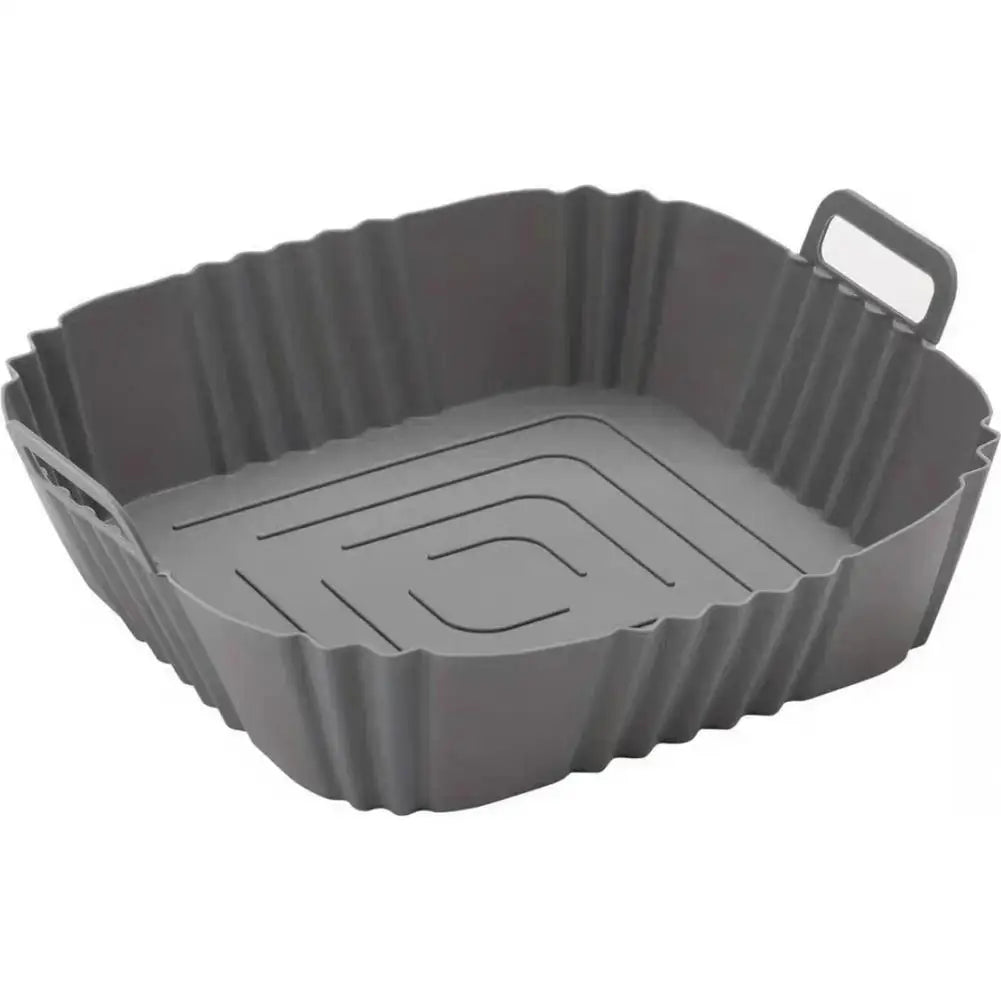 Reusable Air Fryer Liner, 22×22×5.5cm Square Basket Insert with Handles and Grooved Bottom, Gray, Red or Black - product view 1