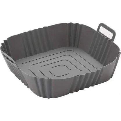 Reusable Air Fryer Liner, 22×22×5.5cm Square Basket Insert with Handles and Grooved Bottom, Gray, Red or Black - product view 1