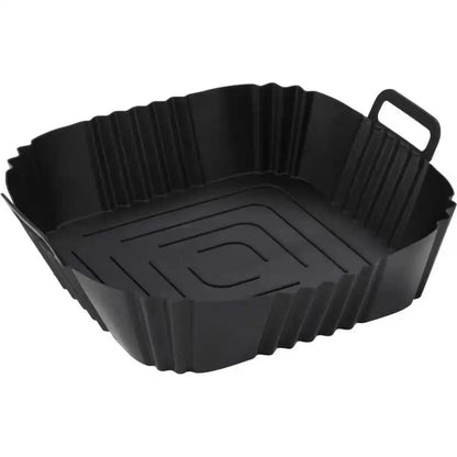 Reusable Air Fryer Liner, 22×22×5.5cm Square Basket Insert with Handles and Grooved Bottom, Gray, Red or Black - product view 3