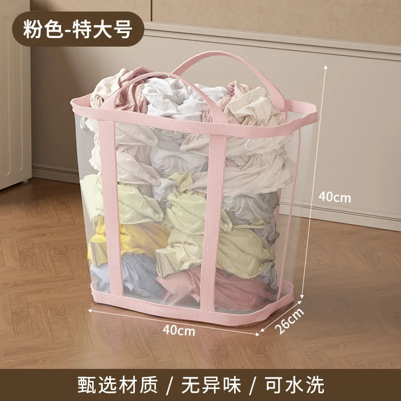 Foldable Wall-Mounted Laundry Hamper, Breathable Polyester Mesh Basket with Handles, 40 × 26 × 40 cm for Small Spaces - product view 2