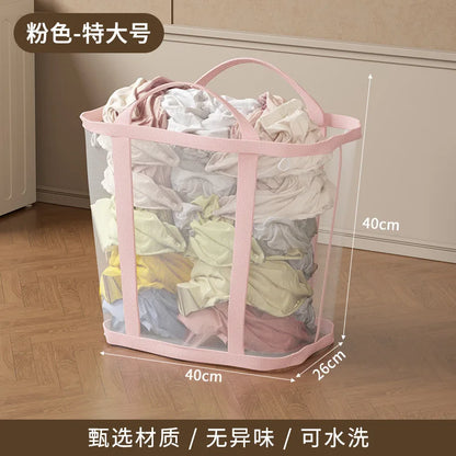 Foldable Wall-Mounted Laundry Hamper, Breathable Polyester Mesh Basket with Handles, 40 × 26 × 40 cm for Small Spaces - product view 2