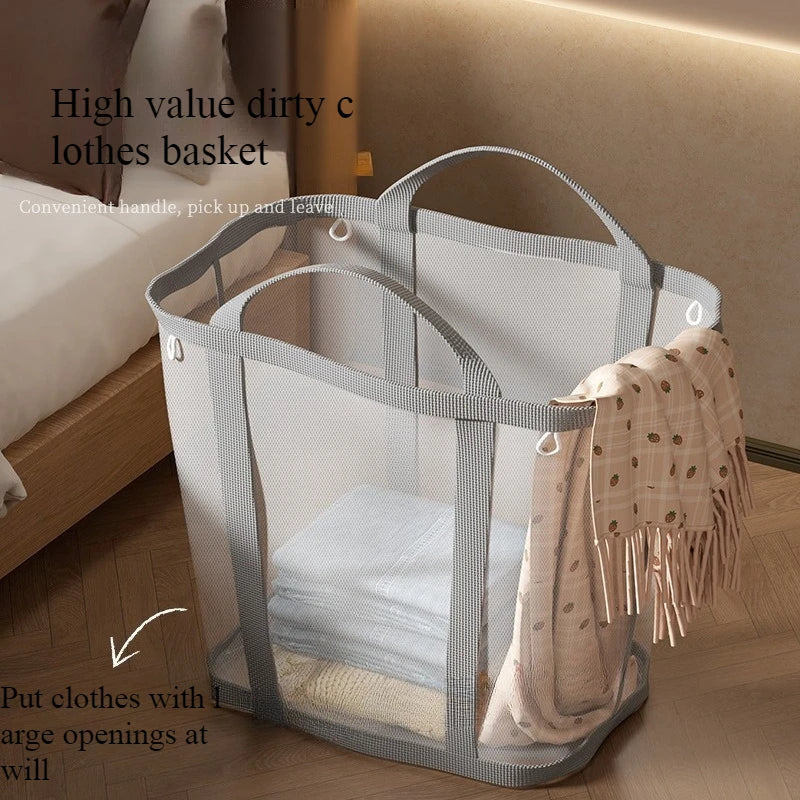Foldable Wall-Mounted Laundry Hamper, Breathable Polyester Mesh Basket with Handles, 40 × 26 × 40 cm for Small Spaces - product view 5