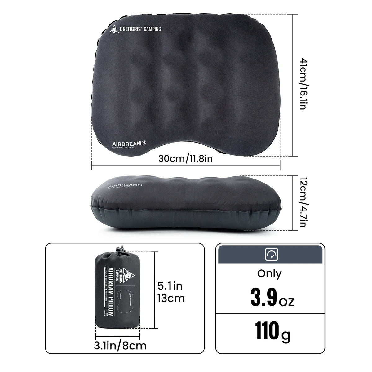 Inflatable Travel Pillow, Curved Neck and Lumbar Support, 2 cm Foam, 4.6 oz Packable Design for Camping and Flights - product view 1