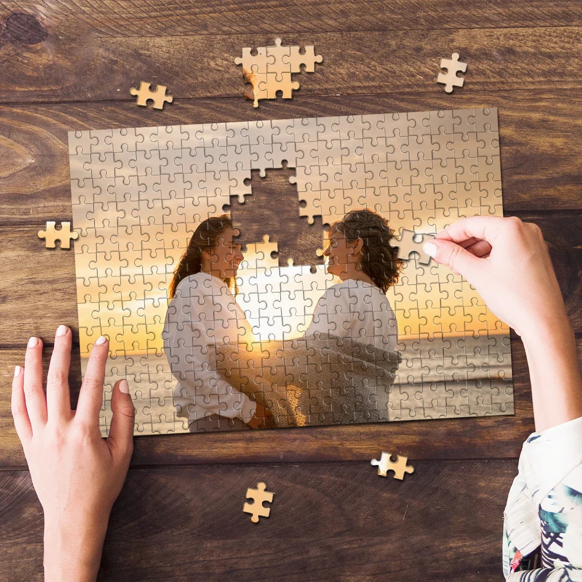 Personalized Photo Puzzle, Custom Horizontal Rectangle Keepsake Gift in 35, 300, 500 or 1000 Pieces - product view 5