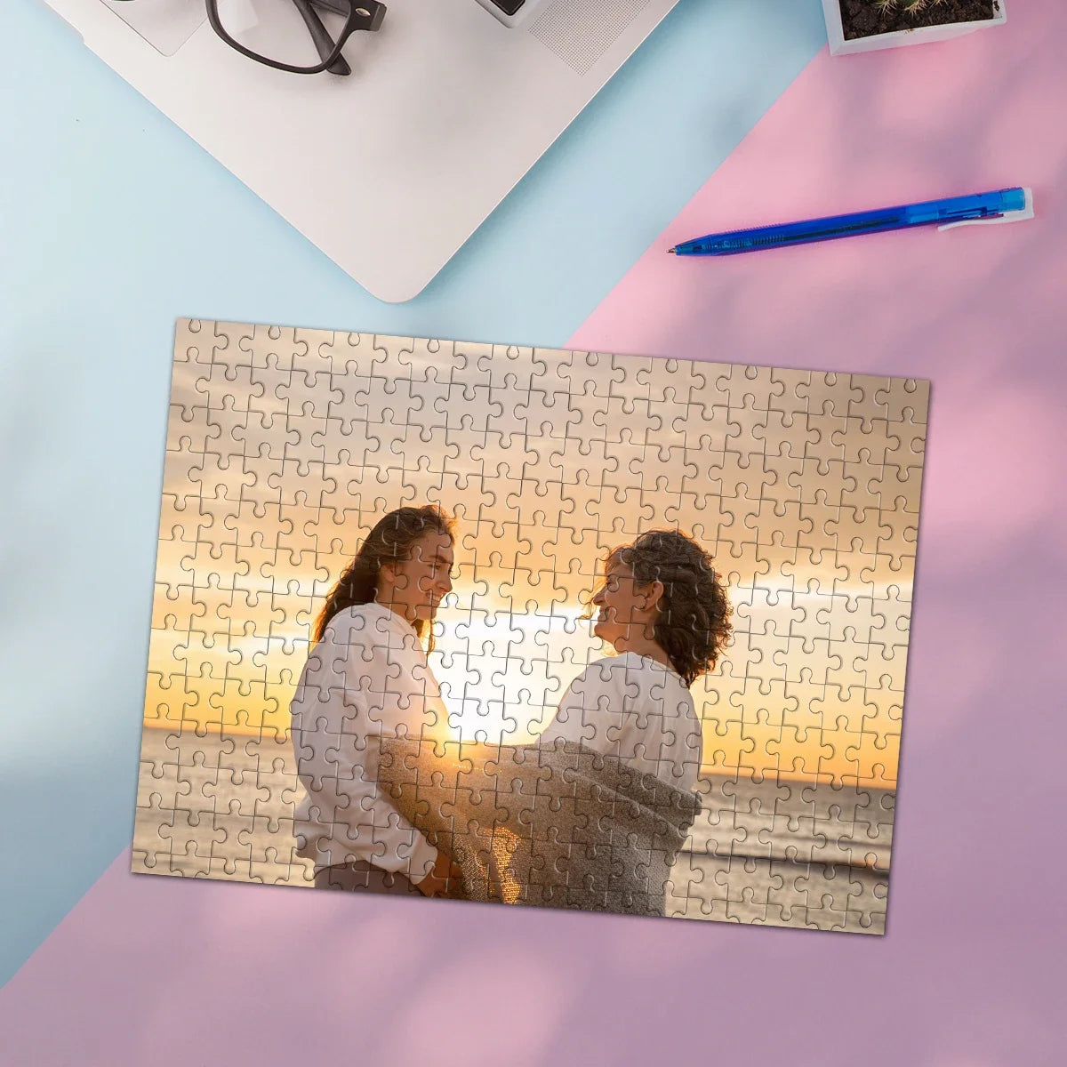 Personalized Photo Puzzle, Custom Horizontal Rectangle Keepsake Gift in 35, 300, 500 or 1000 Pieces - product view 6