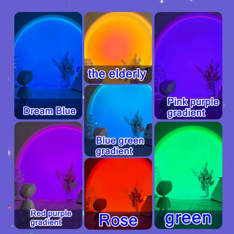 Sunset Projection Lamp, RGB LED Night Light, 360° Adjustable Projector, Plug-and-Play DC Mood Light for Bedroom Decor - product view 6