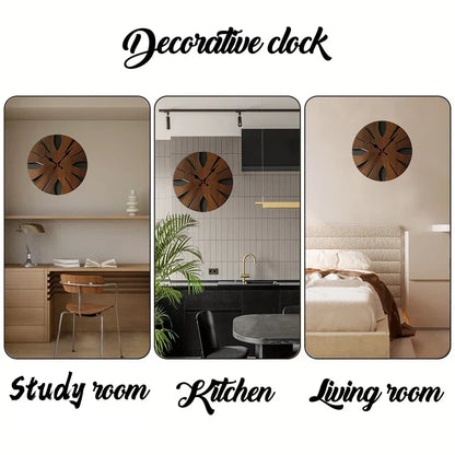 Irregular Wooden Round Wall Clock, Silent Decorative Design, 10 Inch for Living Room, Office, Study or Bedroom - product view 6