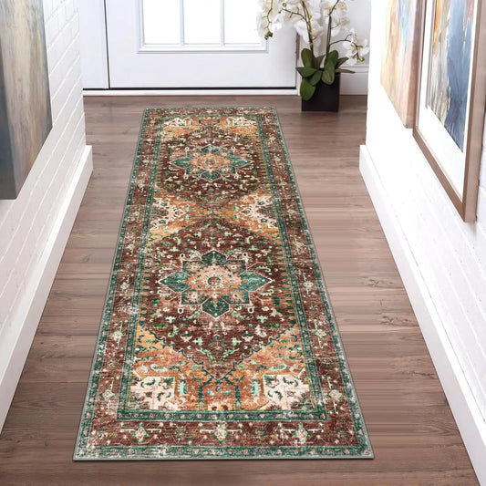 Printed Hallway Runner Rug, Machine-Washable Anti-Slip Polyester Carpet in 50x160 or 60x180 cm - product view 1