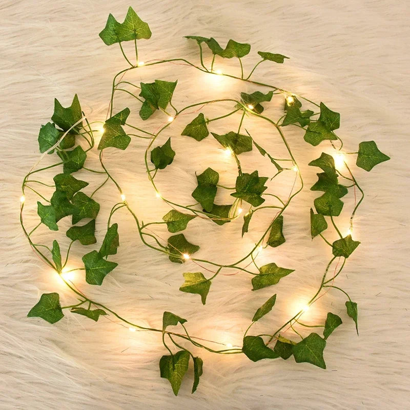 Artificial Ivy Leaf LED String Lights, PVC Hanging Garland in 2m, 5m or 10m Lengths for Wedding and Party Decor - product view 5