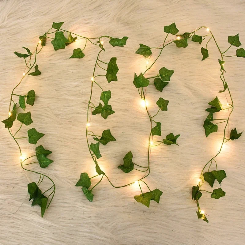 Artificial Ivy Leaf LED String Lights, PVC Hanging Garland in 2m, 5m or 10m Lengths for Wedding and Party Decor - product view 6