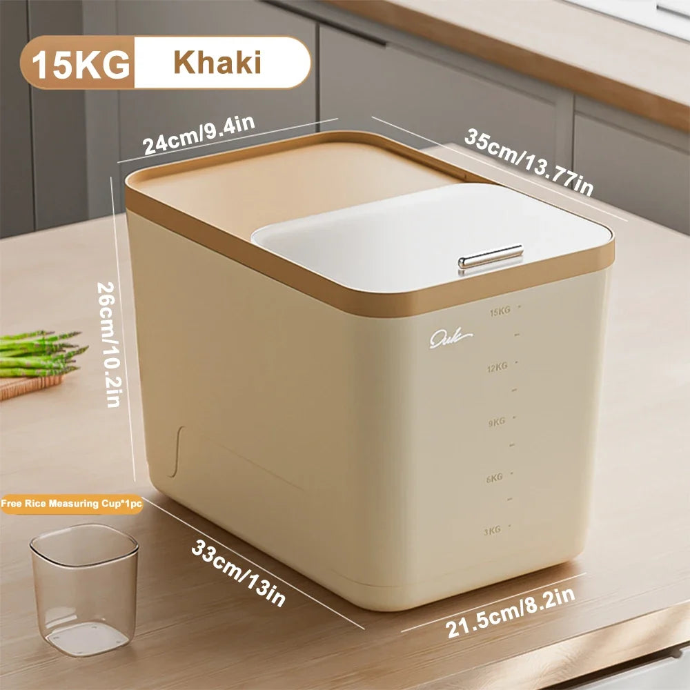 Flour Storage Container, Waterproof Grain Box with Lid, Moisture- and Insect-Resistant Rice Keeper, 5 kg, 10 kg or 15 kg - product view 3