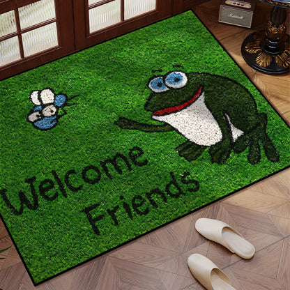 Cartoon Frog Outdoor Doormat, Green Polyester Welcome Mat, Fade-Resistant Machine-Made Rug in 40×60, 50×80 or 60×90 cm - product view 6
