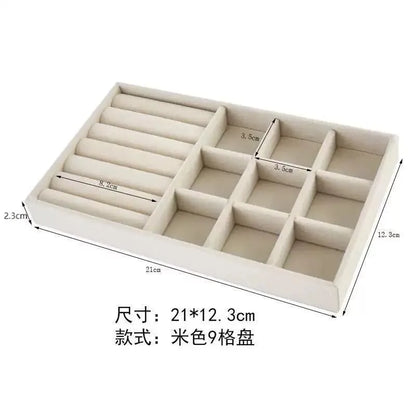 Travel Jewelry Organizer, Velvet Display Carrying Case, Stackable Ring, Earring and Necklace Storage, Multiple Grid Options - product view 5