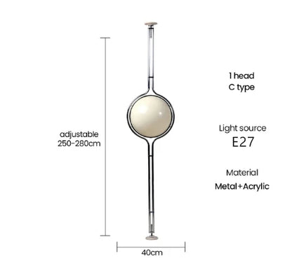LED Floor Lamp, Acrylic Ball Shade and Iron Body, 11–15W AC E27 Foyer Light with Button Switch and Plug Options - product view 2