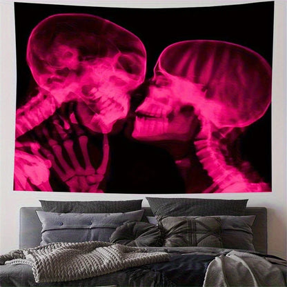 Pink Skull X-Ray Tapestry, Printed Wall Hanging and Room Décor Accent, 8 Size Options for Bedroom, Living Room or Office - product view 1