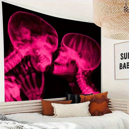 Pink Skull X-Ray Tapestry, Printed Wall Hanging and Room Décor Accent, 8 Size Options for Bedroom, Living Room or Office - product view 2
