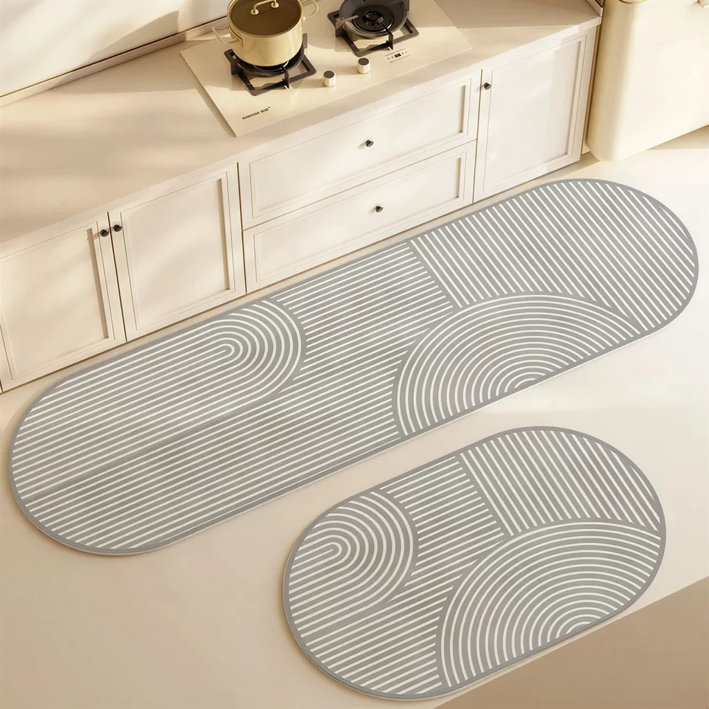 Modern Geometric Kitchen Rug, Waterproof Anti-Slip Rubber Floor Mat, Machine-Made Hallway and Bathroom Runner Sizes - product view 1