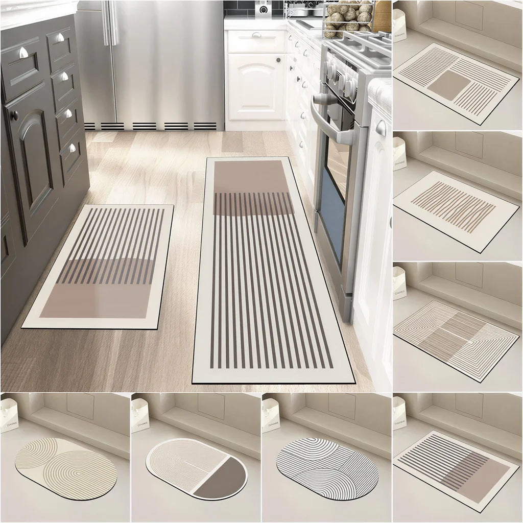 Modern Geometric Kitchen Rug, Waterproof Anti-Slip Rubber Floor Mat, Machine-Made Hallway and Bathroom Runner Sizes - product view 6